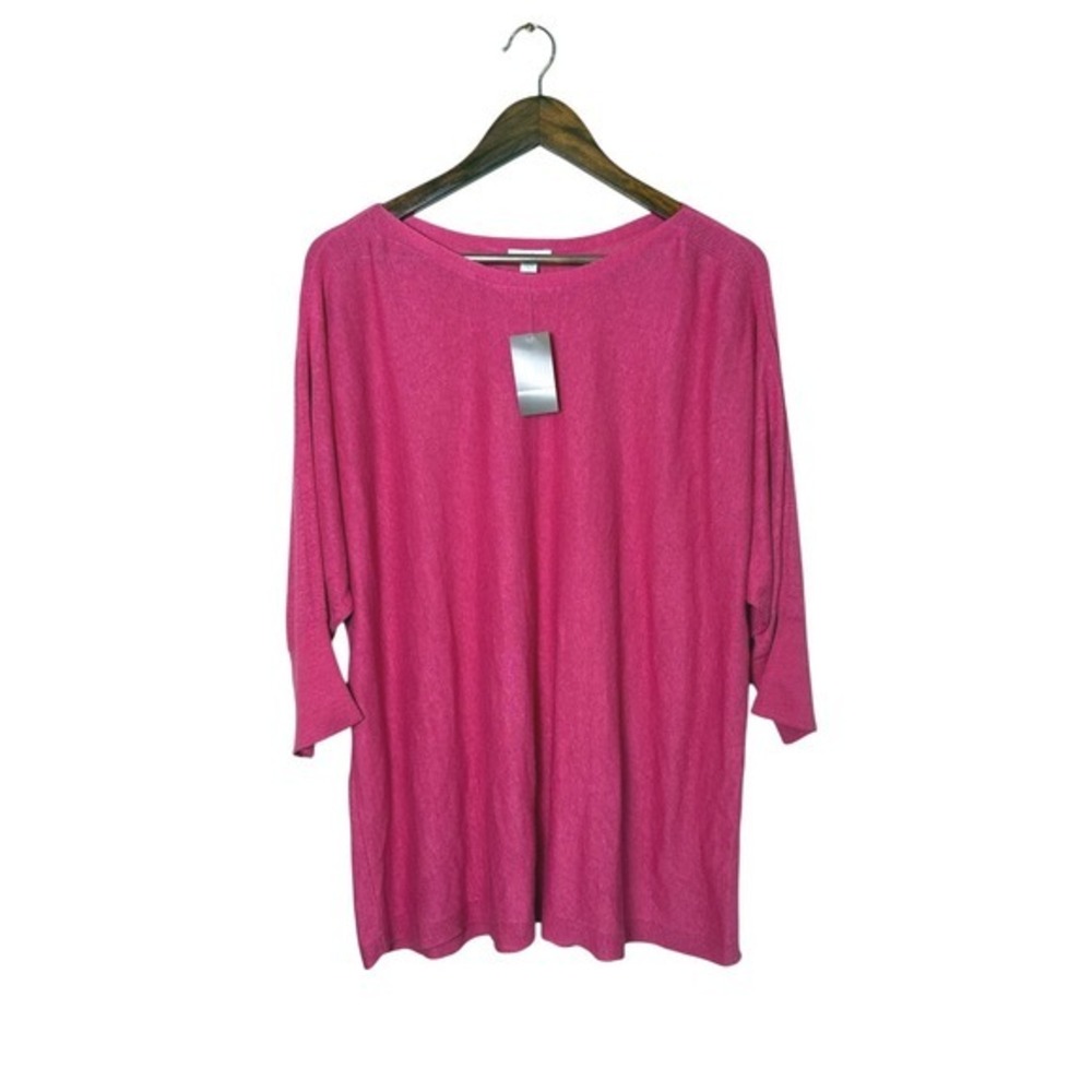 New J. JILL Size XL Rose Wine Linen Blend Dolman Sleeve Sweater Tunic Top